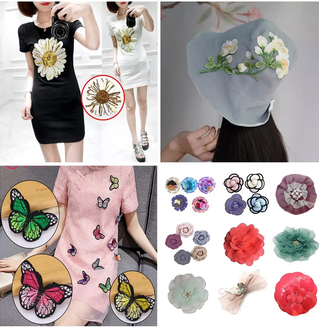 Wholesale Eco-Friendly Custom 3D Water-Soluble Embroidery Flowers Patches