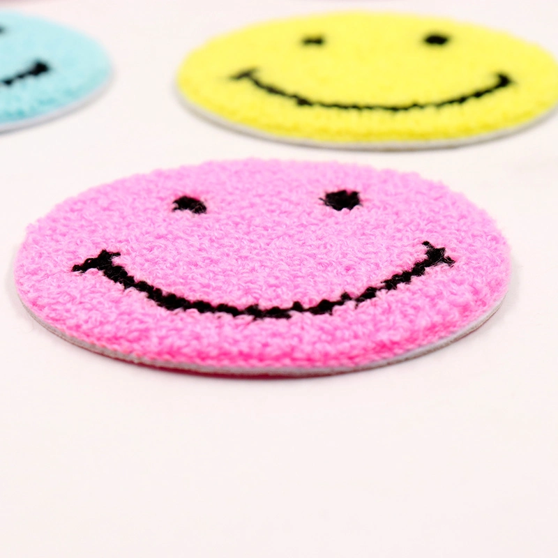 Big Smiley Face Sewn on Designer Patches Chenille Patches