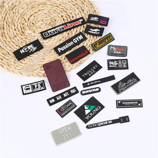 OEM/ODM Fashion Design Embossed Silicone Transparent Label Brand Name 3D Soft PVC Rubber Label 