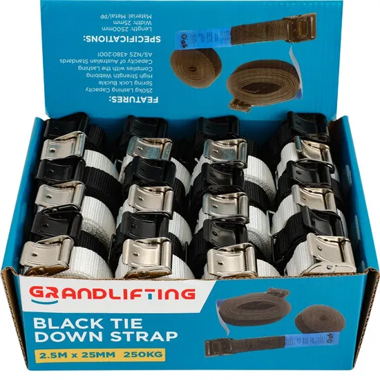 Metal Buckle 25mm 250kg Black Steel Cam Buckle 