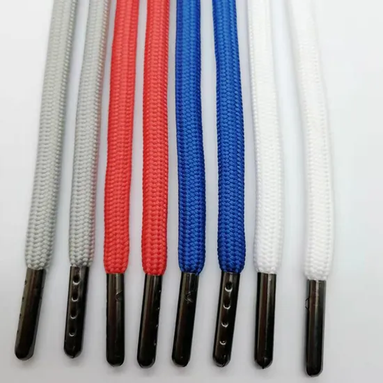Hoodie String Metal Tips Drawstring Cord Polyester Knitted Round Rope Drawcord for Hoodie with Metal Tips 