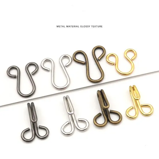 100%High Quality Wholesale Metal Alloy Hook&Eyes for Garments/Bra/Pants 