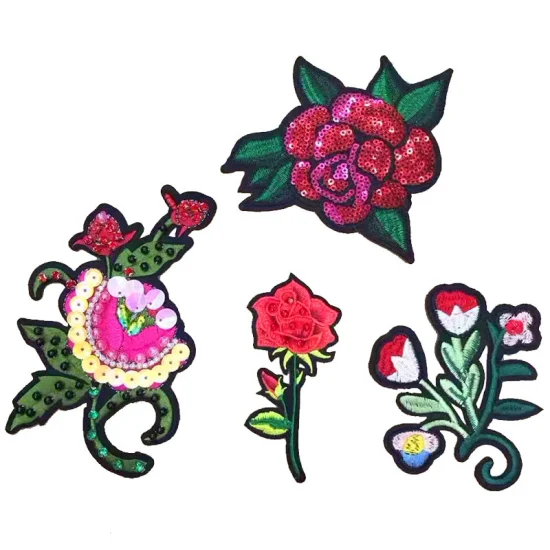 Custom Logo Free Sample Colleague Gift Garment Accessories Flowers Embroidered Patches